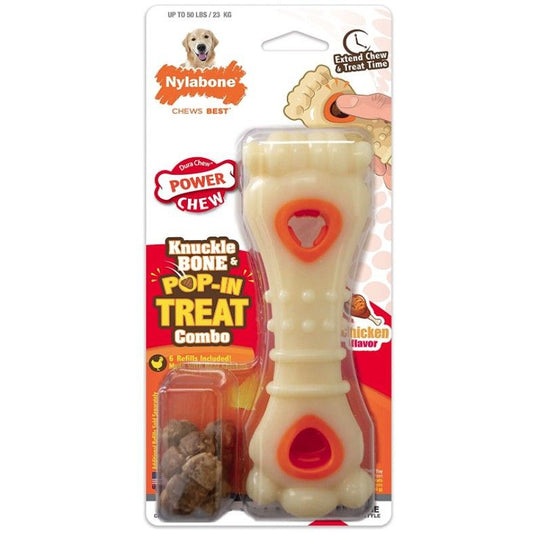 Nylabone Power Chew Knuckle Bone and Pop-In Treat Toy Combo Chicken Flavor Giant-Dog-Nylabone-1 count-