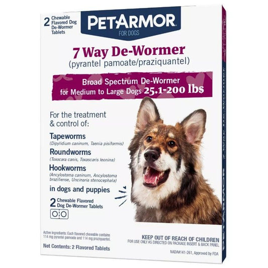 PetArmor 7 Way De-Wormer for Medium to Large Dogs (25.1-200 Pounds)-Dog-PetArmor-2 count-