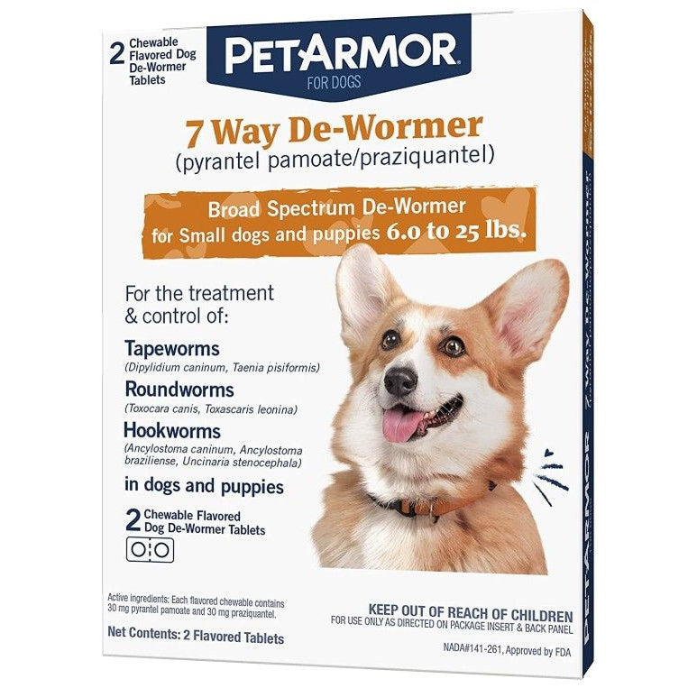 PetArmor 7 Way De-Wormer for Small Dogs and Puppies (6-25 Pounds)-Dog-PetArmor-2 count-