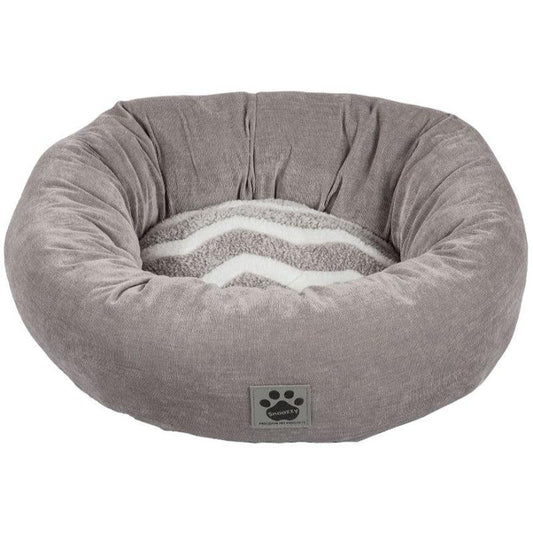 Precision Pet Snoozz ZigZag Donut Pet Bed Gray And White-Animals & Pet Supplies-BimBimPet-