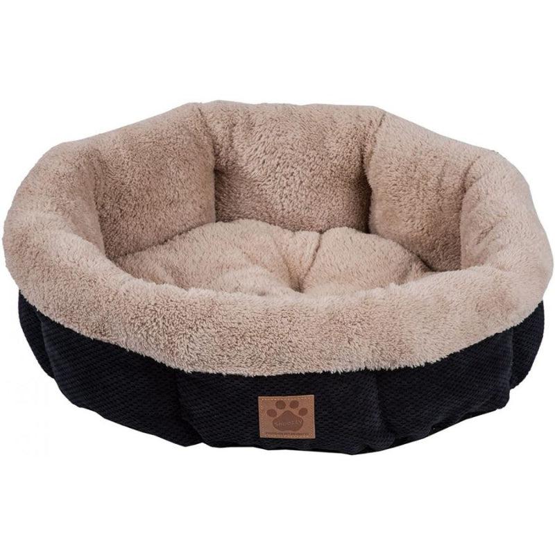 Precision Pet Snoozzy Mod Chic 12 Inch Round Pet Bed Black-Animals & Pet Supplies-BimBimPet-