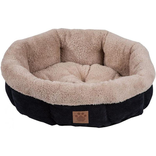 Precision Pet Snoozzy Mod Chic 12 Inch Round Pet Bed Black-Animals & Pet Supplies-BimBimPet-