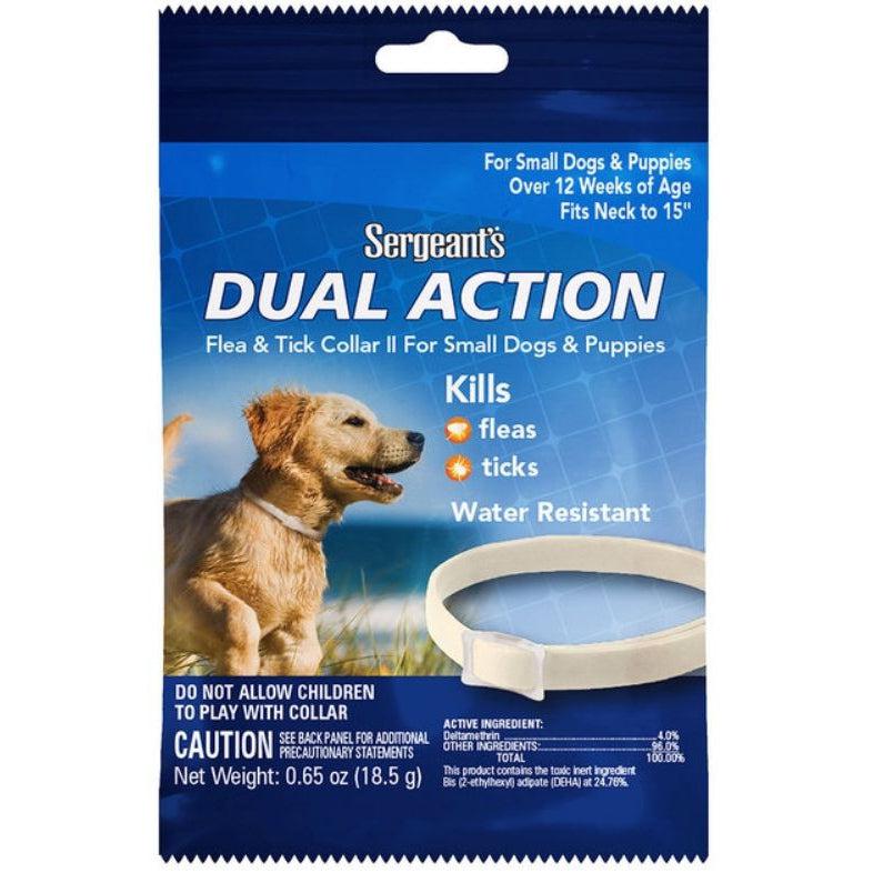 Sergeants Dual Action Flea and Tick Collar II for Small Dogs and Puppies Neck Size 15"-Dog-Sergeants-1 count-