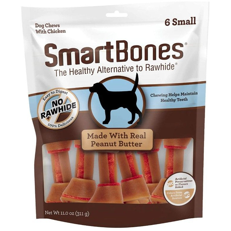 SmartBones Small Chicken and Peanut Butter Bones Rawhide Free Dog Chew-Dog-Smartbones-6 count-