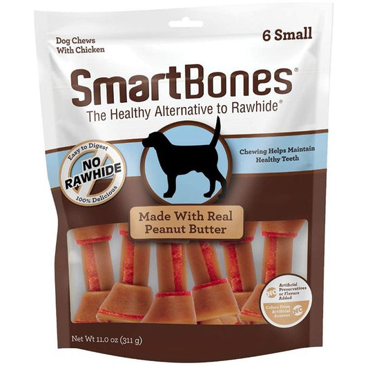 SmartBones Small Chicken and Peanut Butter Bones Rawhide Free Dog Chew-Dog-Smartbones-6 count-