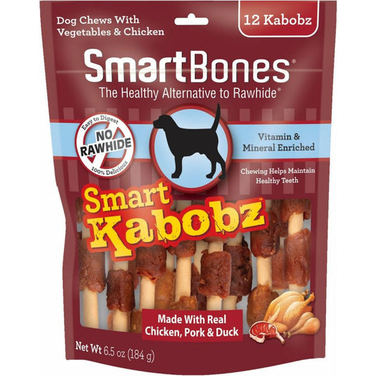 SmartBones Smart Kabobz Triple Meat Rawhide Free Dog Chew-Dog-Smartbones-12 count-