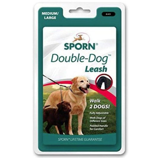 Sporn Double Dog Leash Fully Adjustable for Medium / Large Dogs Black-Animals & Pet Supplies-BimBimPet-