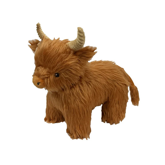 PetLou Golden Highland Cow Plush Dog Toy Silky Long Pile