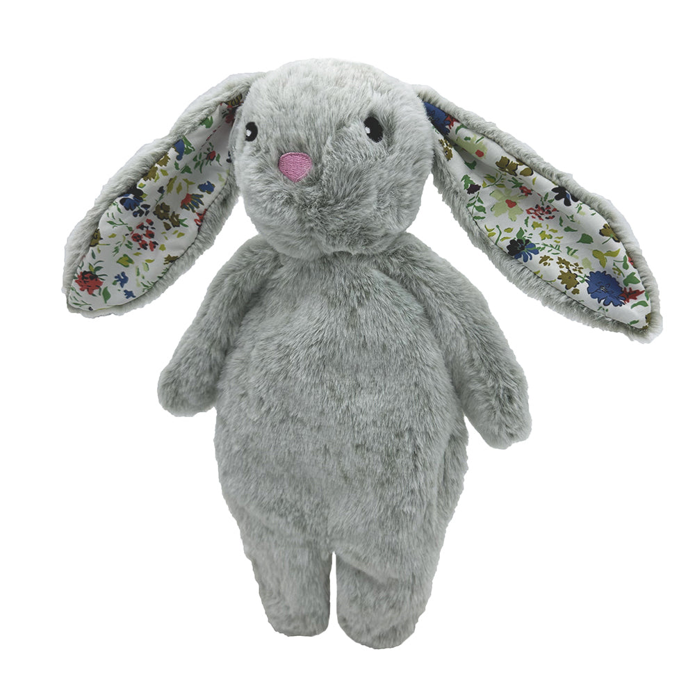 PetLou Floppy Rabbit Gray Plush Dog Toy with Floral Ears