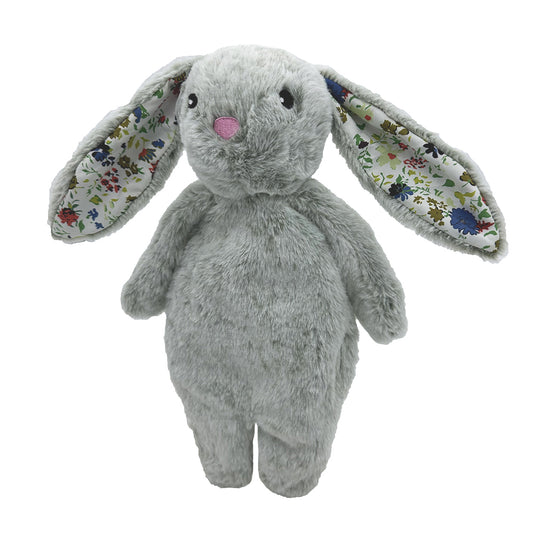 PetLou Floppy Rabbit Gray Plush Dog Toy with Floral Ears