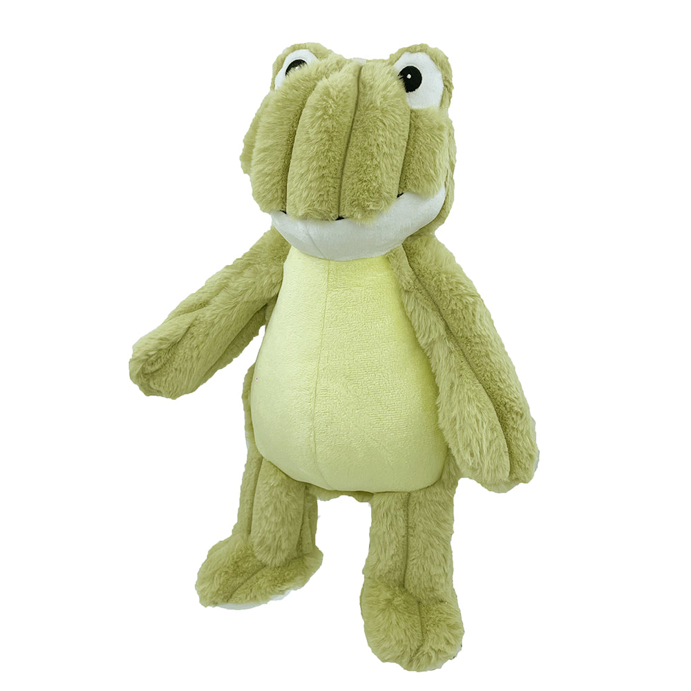 PetLou Farm Friends Frog Plush Dog Toy Interactive Grunter and Squeakers