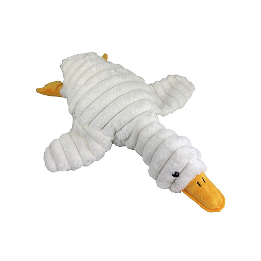 PetLou Farm Friends Goose Plush Dog Toy with Internal Grunter and Crinkle Wings