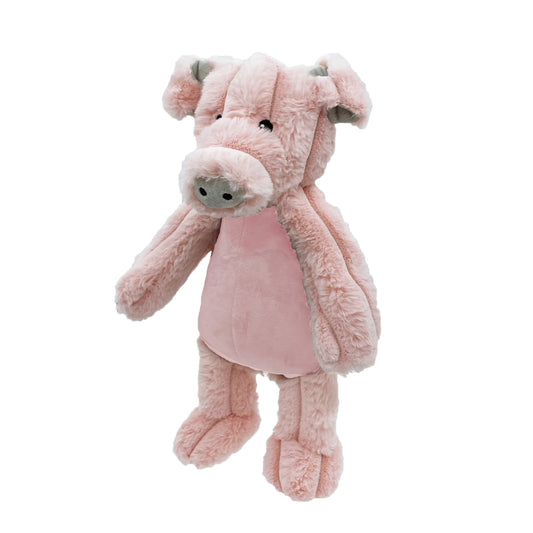 PetLou Farm Friends Pig Plush Dog Toy with Grunter and Squeakers