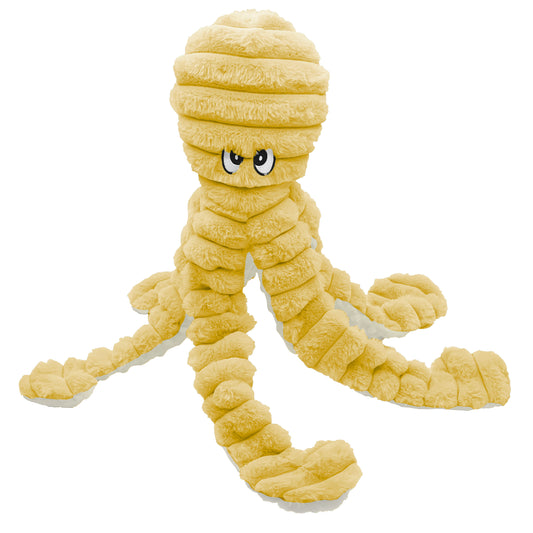 PetLou Yellow King Octopus Giant Plush Dog Toy with Polka Dot Tentacles