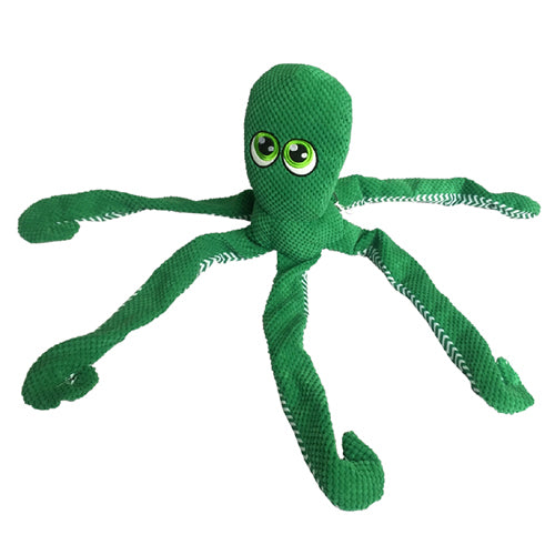 PetLou Octopus Plush Dog Toy with Grunter and Squeakers