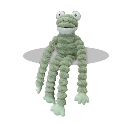 PetLou Farm Friends Long-Legged Frog Plush Dog Toy Durable Tugging Play