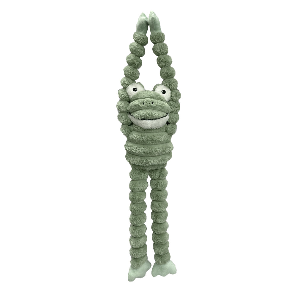 PetLou Farm Friends Long-Legged Frog Plush Dog Toy Durable Tugging Play