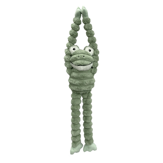 PetLou Farm Friends Long-Legged Frog Plush Dog Toy Durable Tugging Play