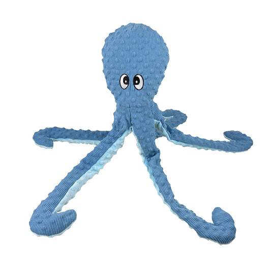 PetLou Dotty Friends 2.0 Baby Blue Octopus Corduroy Plush Dog Toy