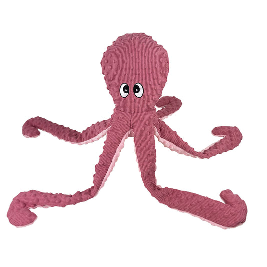 PetLou Dotty Friends 2.0 Rose Octopus Corduroy Plush Dog Toy