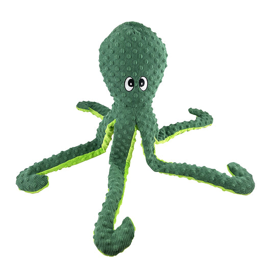 PetLou Dotty Friends 2.0 Holly Green Octopus Corduroy Plush Dog Toy