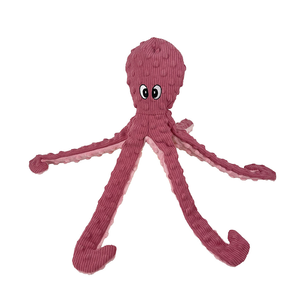 PetLou Dotty Friends 2.0 Twin Pack Baby Blue and Rose Octopi Corduroy Plush Dog Toys