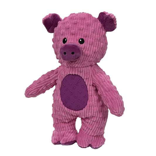 PetLou Dotty Friends Pig Corduroy Plush Dog Toy