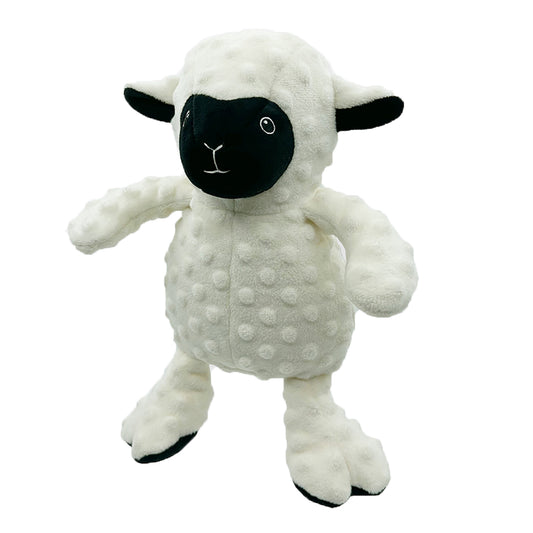 PetLou Dotty Friends Lamb Plush Dog Toy with Durable Mesh Lining