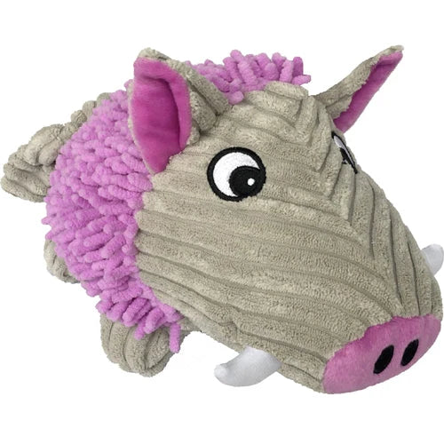 PetLou Pastel Pals Warthog Plush Dog Toy with Nylon Backing