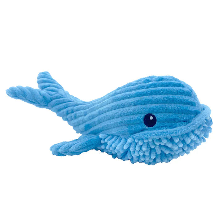 Blue whale plush dog toy