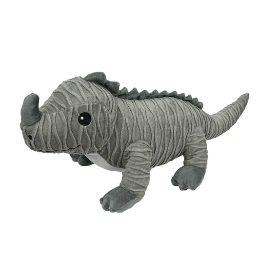 PetLou Rhino Iguana Textured Plush Dog Toy Sensory Play