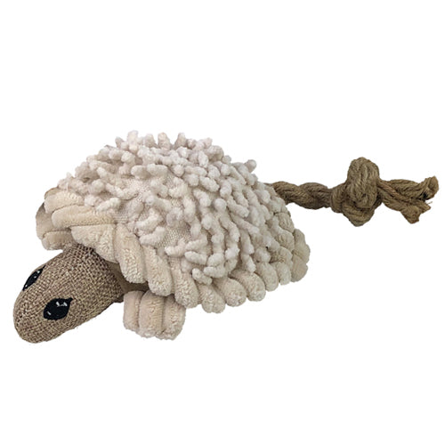 PetLou Natural Turtle Plush Dog Toy with Sisal Rope Tail and Grunter