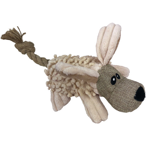 PetLou Natural Dog Multi-Texture Plush Toy with Rope and Noisemakers