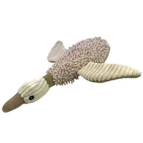 PetLou Natural Mallard Duck Plush Dog Toy with Squeaker and Grunter