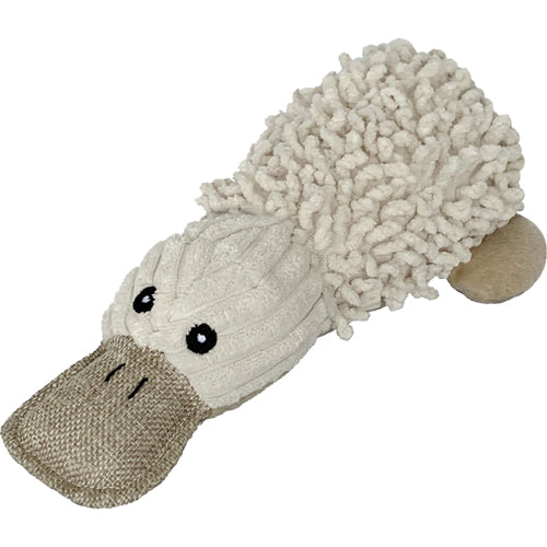 PetLou Natural Platypus Plush Dog Toy with Sisal Rope Tail