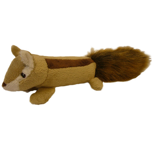 PetLou EZ Chipmunk Stuffing-Free Plush Dog Toy with Puncture-Proof Squeaker
