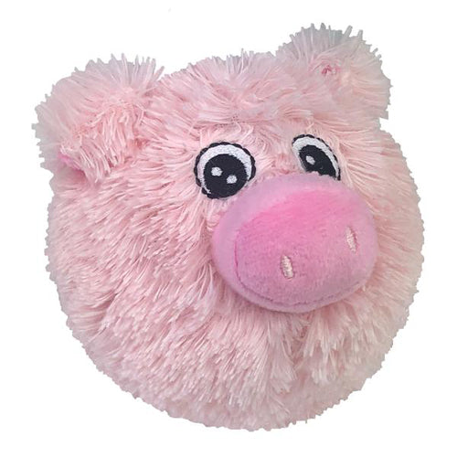 PetLou EZ Squeaky Pig Ball Plush Dog Toy with Nylon Ball