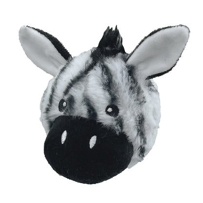 PetLou EZ Squeaky Ball Twin Pack Giraffe and Zebra Plush Dog Toys