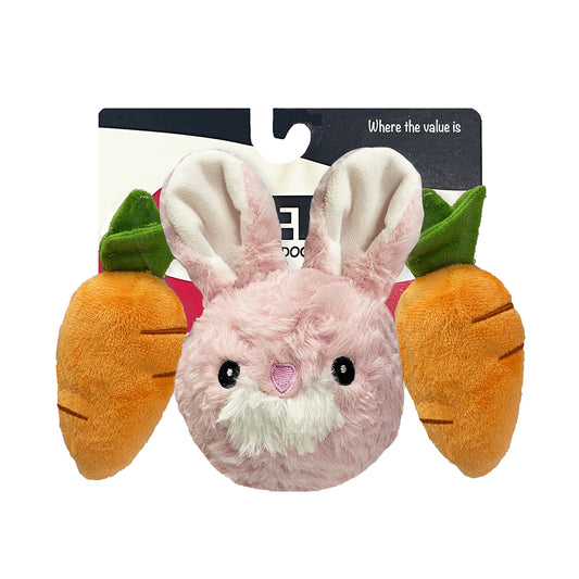 PetLou EZ Squeaky Ball Triple Pack Rabbit and Carrots Plush Dog Toys
