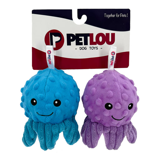 PetLou Octopus Squeaky Ball Plush Dog Toy