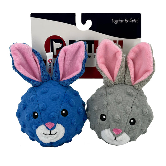 PetLou Rabbit Squeaky Ball Plush Dog Toy