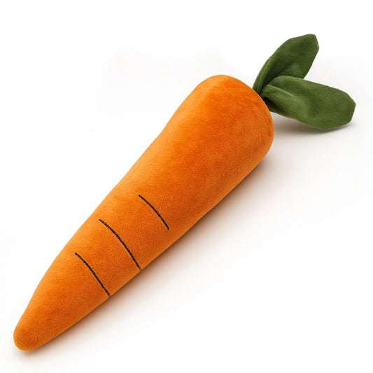 PetLou carrot plush dog toy with squeaker and crinkle paper for dogs