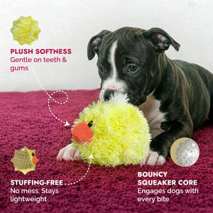 PetLou EZ squeaky chick plush ball dog toy 4 inch