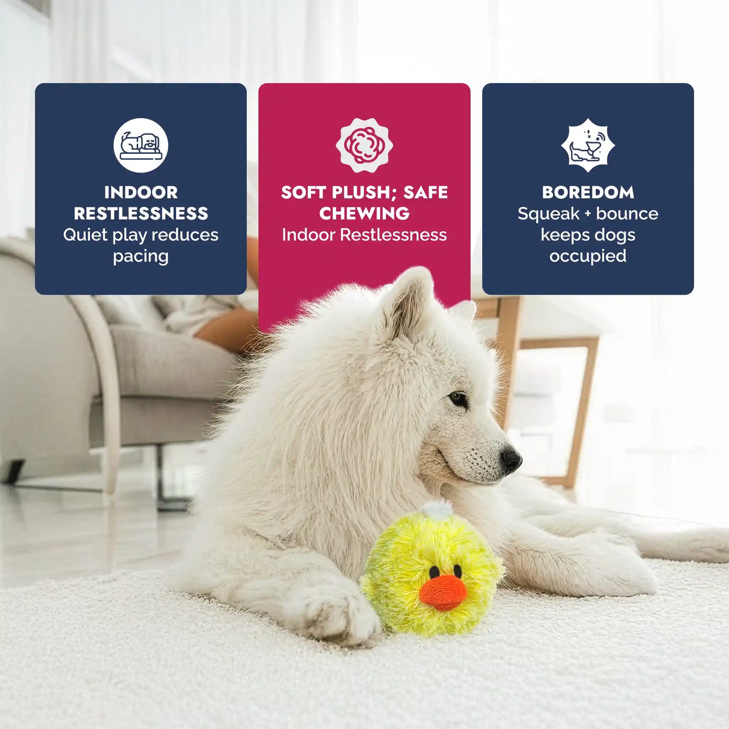 PetLou EZ squeaky chick plush ball dog toy 4 inch