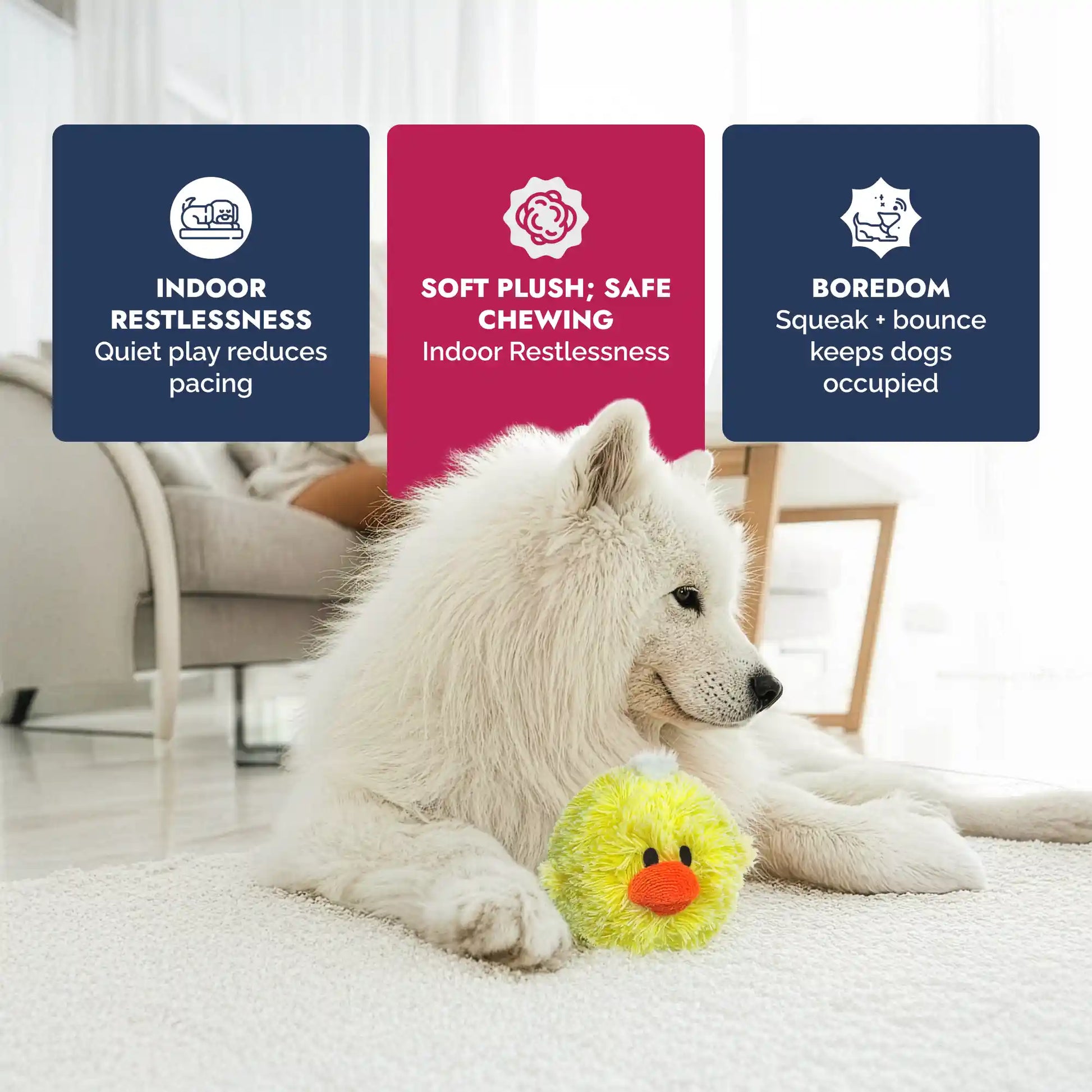 PetLou EZ squeaky chick plush ball dog toy 4 inch