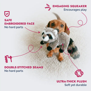Raccoon plush dog toy