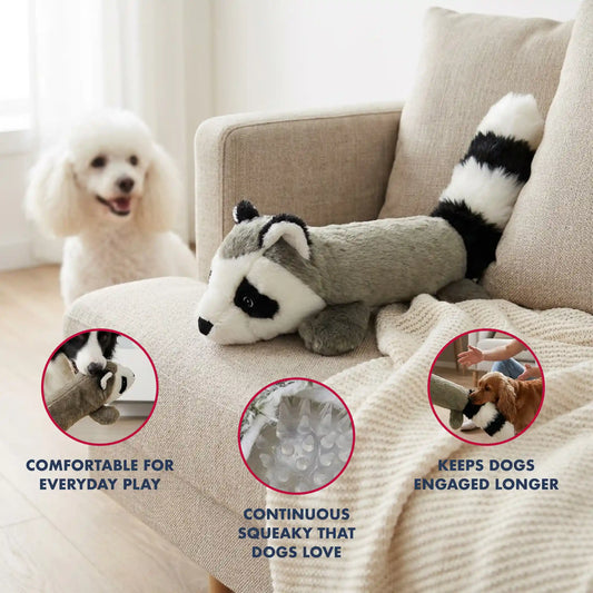 Raccoon plush dog toy