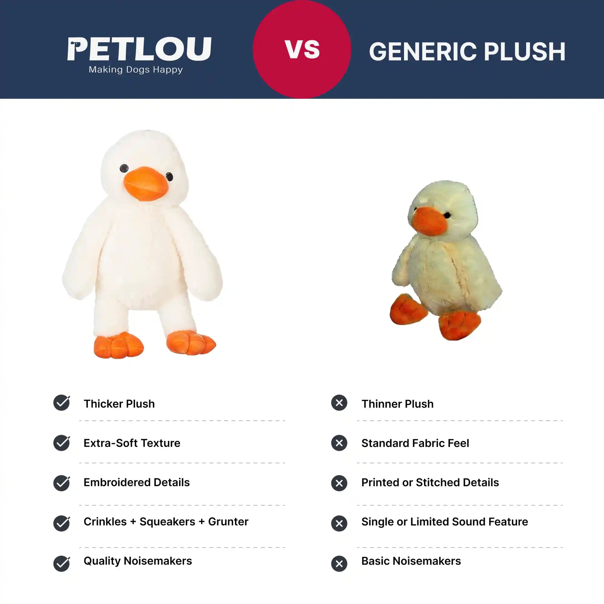 Duck plush dog toy