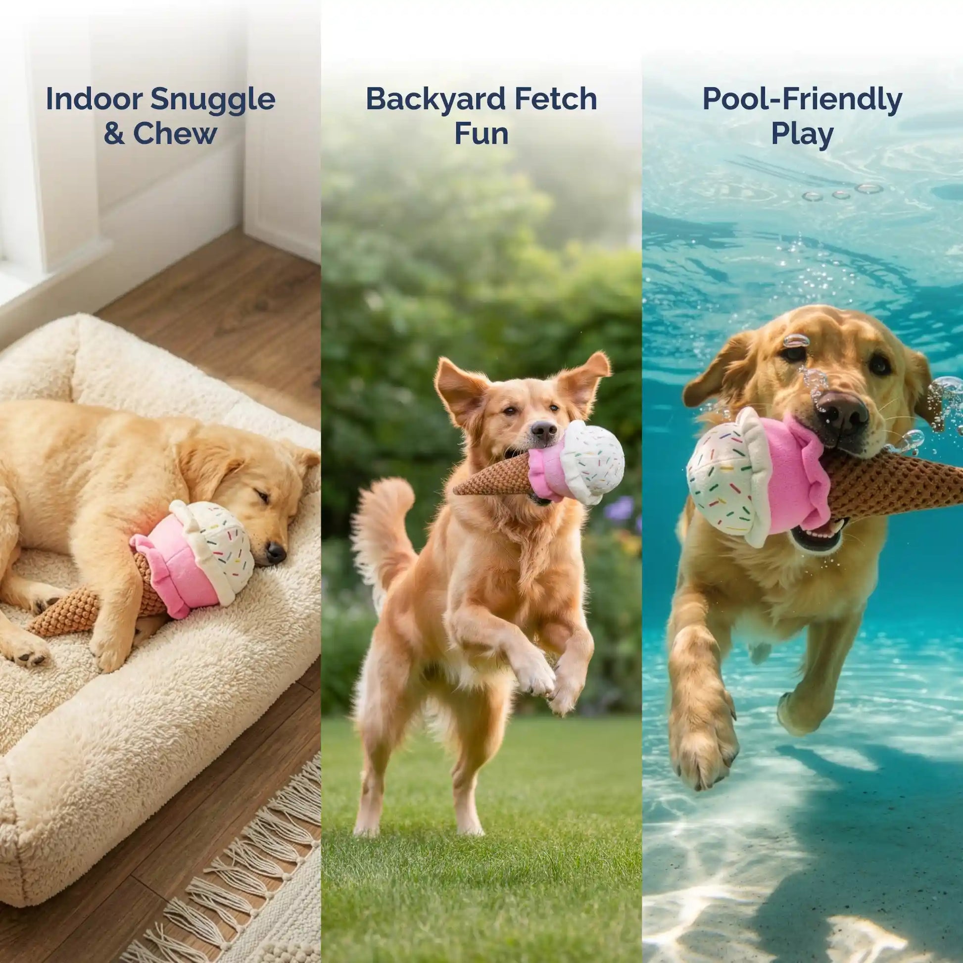 Ice cream plush dog toy