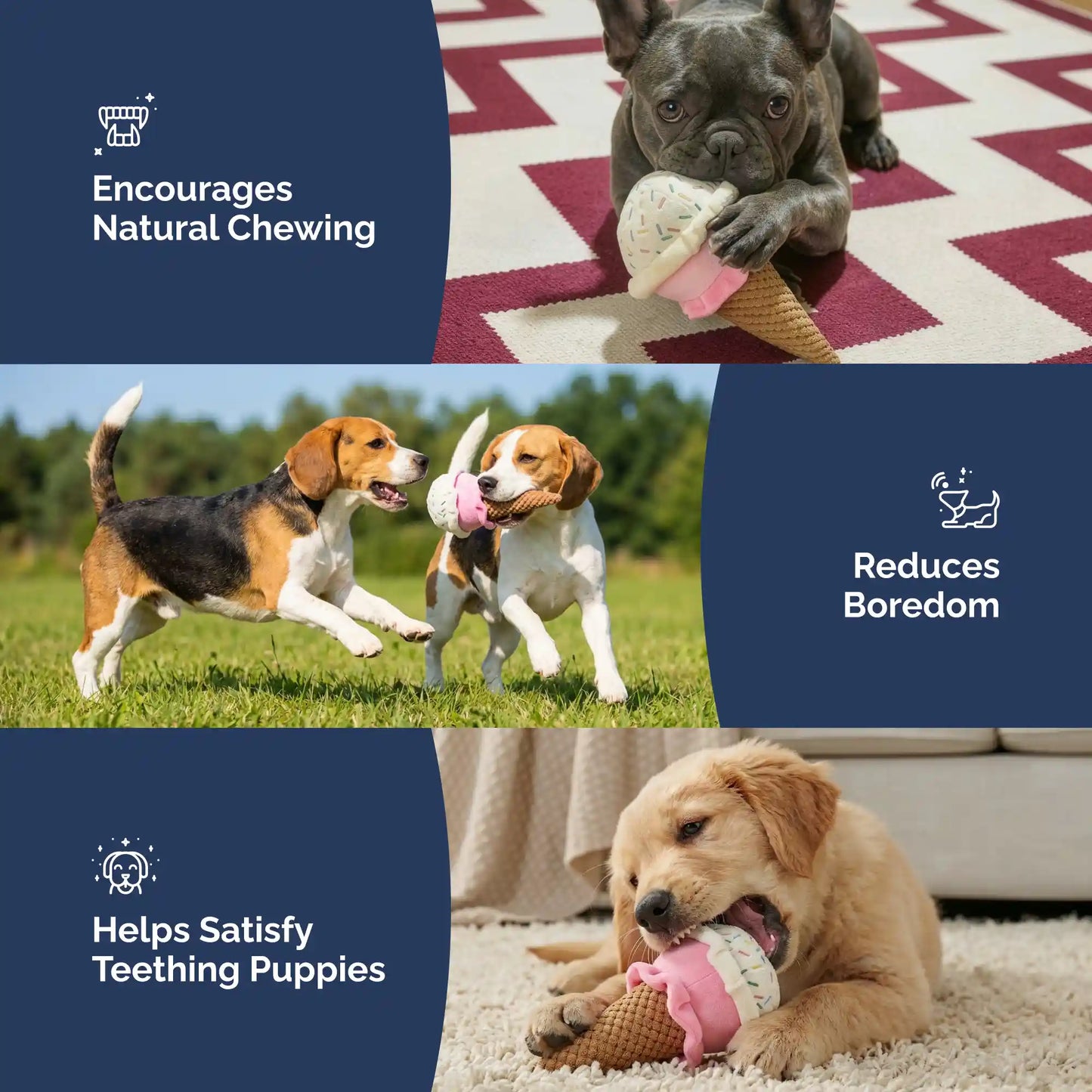 Ice cream plush dog toy